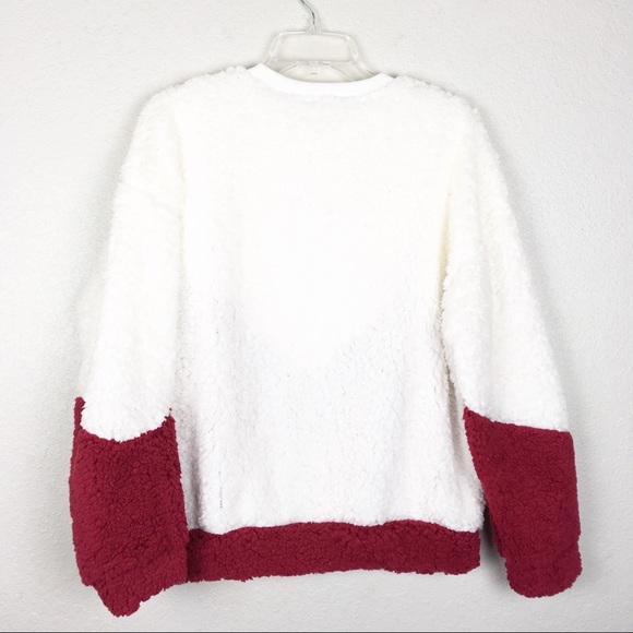 Sherpa V Color Block Fuzzy Sweater - Picture 7 of 8